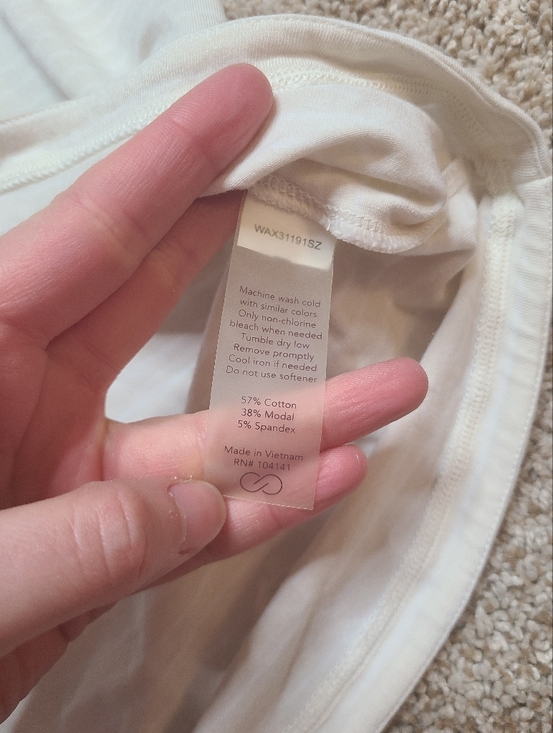 Calia Carrie Underwood Neutral Tan White Stripe Racerback Tank Top Cotton Blend - Picture 3 of 4